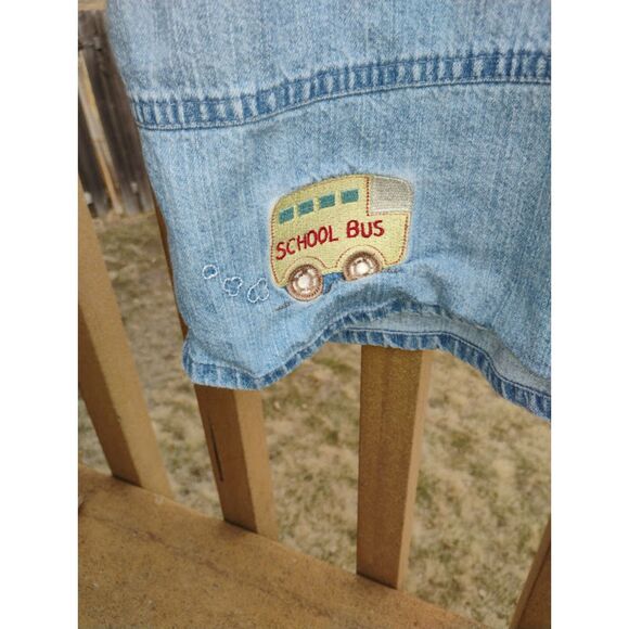 Christopher & Banks (M) Button Up Denim School Bus Embroidered Jean Jacket Shirt - Picture 9 of 11